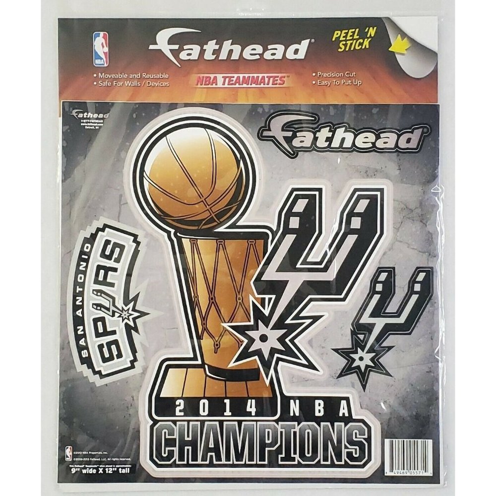 Fathead San Antonio Spurs Wall Stickers 9x12 Reusable 2014 NBA Champs Tim Duncan